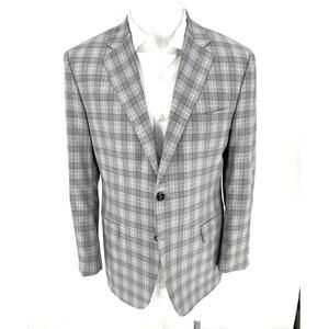 Canali Grey & Blue Glen Plaid Wool Sport Coat - Size 54IT (44US)